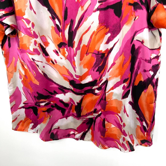 JM Collection Womens Size XL Pink Orange Short Sleeve Blouse Shirt Top Summer - Picture 4 of 7